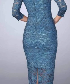 La Femme - 24875 Lace Tea Length Dress