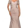 La Femme - 27989SC Sheer Lace Sleeve Sweetheart Neck Trumpet Dress