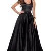 Formal Gowns La Femme - 28281 Low Scoop Neck Pleated Ballgown - 1 Pc Black In Size 10 Available