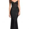 La Femme - 30521SC Embroidered Open Back Evening Gown - 1 Pc Black In Size 4 Available Formal Gowns