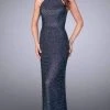 La Femme - Beaded Sleeveless Racerback Sheath Gown 24258SC - 1 Pc Navy In Size 2 Available Formal Gowns