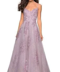 La Femme - Blossom Appliqued Cascading Lace Gown 27492SC