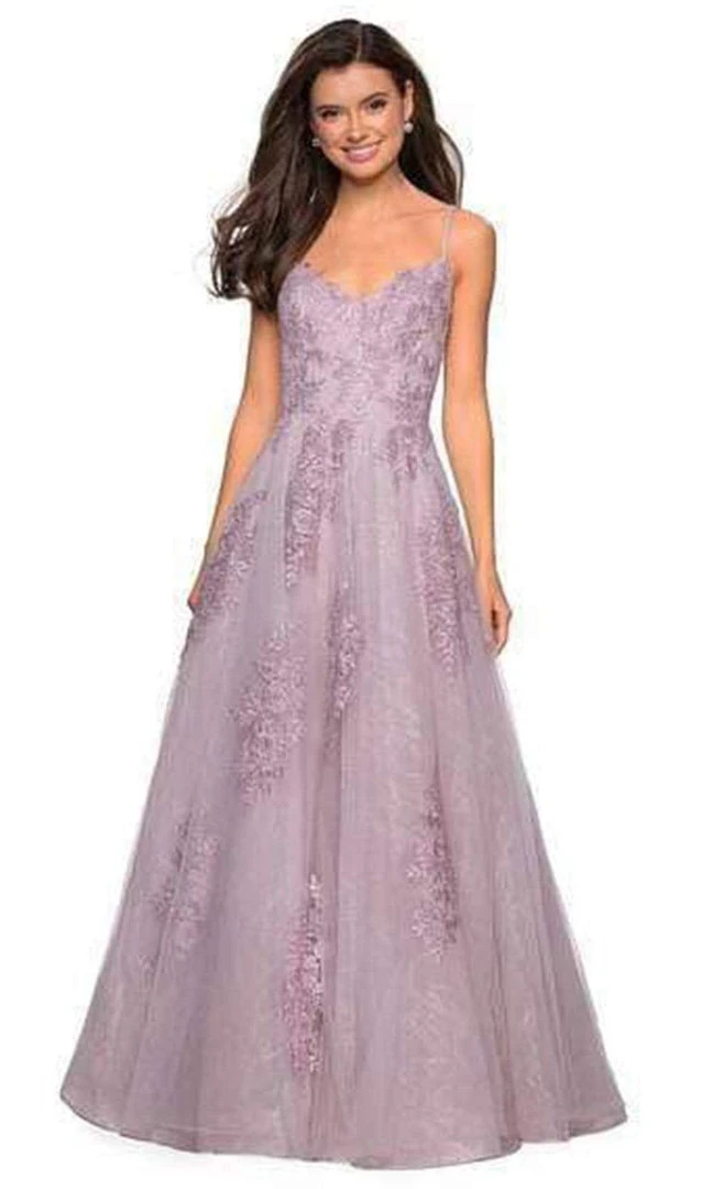 La Femme - Blossom Appliqued Cascading Lace Gown 27492SC 3 La Femme - Blossom Appliqued Cascading Lace Gown 27492SC