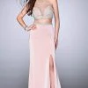 La Femme - Embellished Sweetheart Two Piece Gown With Slit 24126SC - 1 Pc Blush In Size 4 Available