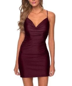 Cocktail Dresses La Femme - Fitted V Neck Jersey Homecoming Dress 29260SC - 1 Pc Gunmetal In Size 0 Available 13 Cocktail Dresses La Femme - Fitted V Neck Jersey Homecoming Dress 29260SC - 1 Pc Gunmetal In Size 0 Available