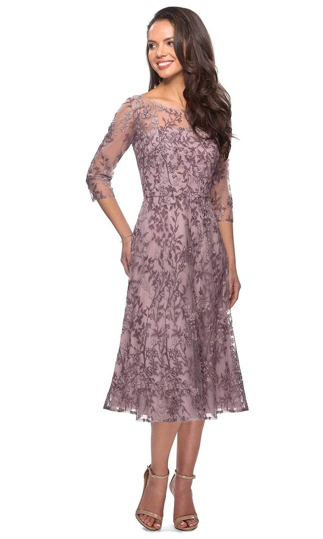 La Femme - Floral Embroidered Illusion Bateau Dress 27971SC - 1 Pc Dusty Lilac In Size 14 Available Cocktail Dresses 3 La Femme - Floral Embroidered Illusion Bateau Dress 27971SC - 1 Pc Dusty Lilac In Size 14 Available Cocktail Dresses