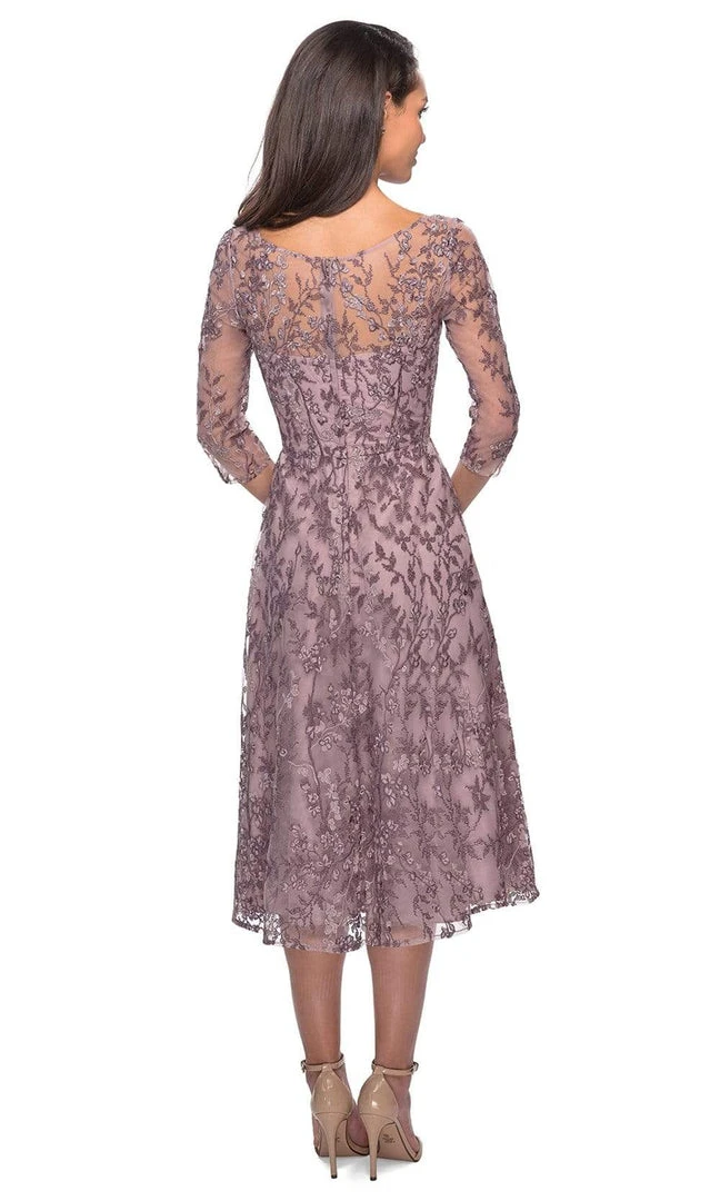 La Femme - Floral Embroidered Illusion Bateau Dress 27971SC - 1 Pc Dusty Lilac In Size 14 Available Cocktail Dresses 4 La Femme - Floral Embroidered Illusion Bateau Dress 27971SC - 1 Pc Dusty Lilac In Size 14 Available Cocktail Dresses