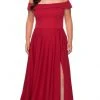 Formal Gowns La Femme - Foldover Off Shoulder Evening Gown 29007SC - 1 Pc Red In Size 12W Available