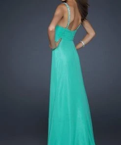 La Femme Gigi - 17665 Jewel Embellished V-Neck Chiffon A-line Gown