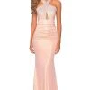 La Femme - High Halter Sheath Evening Dress 28745SC - 1 Pc Blush In Size 6 Available