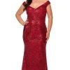 La Femme - Off Shoulder Evening Dress 28949SC - 1 Pc Red In Size 12W Available Formal Gowns
