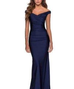 La Femme - Off Shoulder Jersey Sheath Dress 28450SC