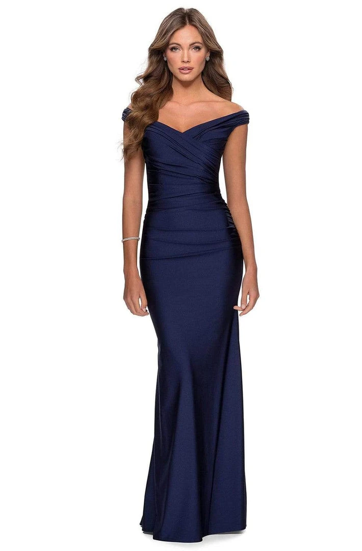 La Femme - Off Shoulder Jersey Sheath Dress 28450SC 3 La Femme - Off Shoulder Jersey Sheath Dress 28450SC