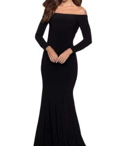 La Femme - Off Shoulder Long Sleeve Trumpet Dress 28754SC 10 La Femme - Off Shoulder Long Sleeve Trumpet Dress 28754SC