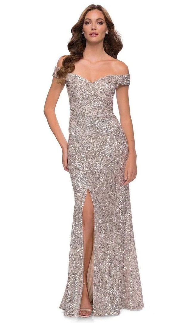La Femme - Off Shoulder Sequined High Slit Dress 29831SC Formal Gowns 3 La Femme - Off Shoulder Sequined High Slit Dress 29831SC Formal Gowns