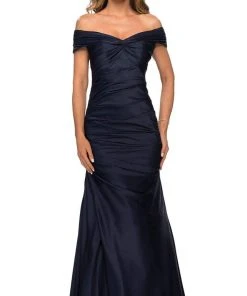 La Femme - Pleated Bodice Trumpet Evening Dress 28047SC
