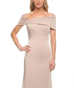 Formal Gowns La Femme - Pleated Off Shoulder Sheath Dress 29537SC