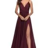 La Femme - Pleated Ornate Chiffon High Slit Dress 28611SC Formal Gowns 1 La Femme - Pleated Ornate Chiffon High Slit Dress 28611SC Formal Gowns