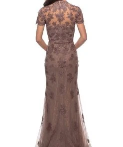 Formal Gowns La Femme - Scalloped Lace Trumpet Dress 28195SC
