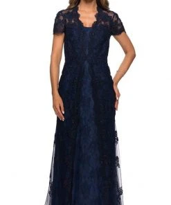 Formal Gowns La Femme - Scalloped Lace Trumpet Dress 28195SC 8 Formal Gowns La Femme - Scalloped Lace Trumpet Dress 28195SC