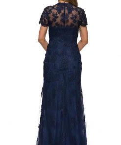 Formal Gowns La Femme - Scalloped Lace Trumpet Dress 28195SC 9 Formal Gowns La Femme - Scalloped Lace Trumpet Dress 28195SC