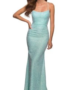 Formal Gowns La Femme - Sequined Scoop Neck Prom Dress 30668SC - 1 Pc Aqua In Size 4 Available