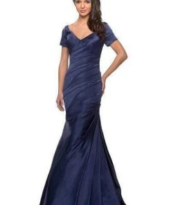 La Femme - Short Sleeve Pleat-Textured Trumpet Gown 26947SC Formal Gowns