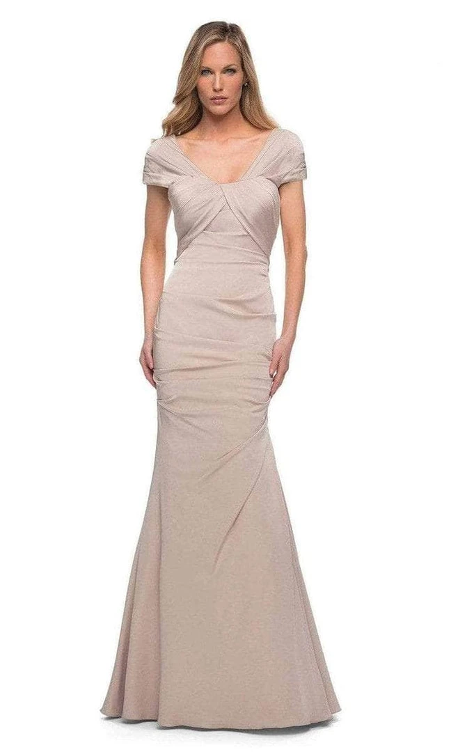 Formal Gowns La Femme - Short Sleeve Weave Style Evening Dress 29805SC 4 Formal Gowns La Femme - Short Sleeve Weave Style Evening Dress 29805SC