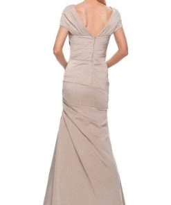 Formal Gowns La Femme - Short Sleeve Weave Style Evening Dress 29805SC 7 Formal Gowns La Femme - Short Sleeve Weave Style Evening Dress 29805SC