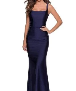 Formal Gowns La Femme - Square Neck Open Back Sheath Dress 28634SC