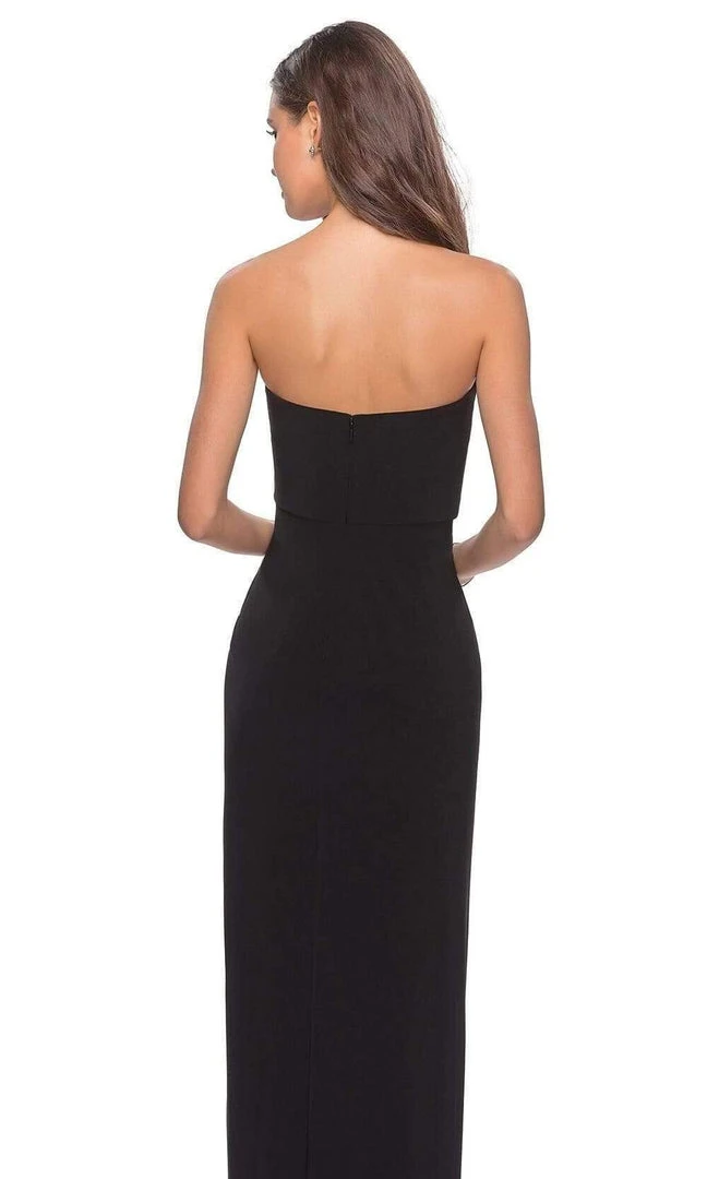 La Femme - Straight Across Faux Wrap Sheath Gown 28204SC - 1 Pc Black In Size 14 Available Formal Gowns 6 La Femme - Straight Across Faux Wrap Sheath Gown 28204SC - 1 Pc Black In Size 14 Available Formal Gowns