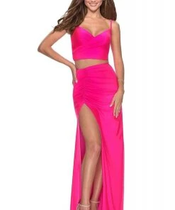 La Femme - Two-Piece High Slit Sheath Dress 28472SC Formal Gowns