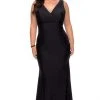 La Femme - V-Neck Wide Strap Sheath Dress 29016SC - 1 Pc Black In Size 24W Available Formal Gowns