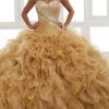 LA Glitter - 24025 Strapless Jeweled Ruffle Ornate Ballgown