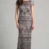 Lara Dresses - 33037 Geometric Short Sleeves Sheath Long Dress Formal Gowns 2 Lara Dresses - 33037 Geometric Short Sleeves Sheath Long Dress Formal Gowns
