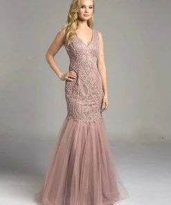 Lara Dresses - 33245 Jewelled Mermaid Gown With Tulle Skirt Formal Gowns