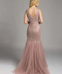 Lara Dresses - 33245 Jewelled Mermaid Gown With Tulle Skirt Formal Gowns 5 Lara Dresses - 33245 Jewelled Mermaid Gown With Tulle Skirt Formal Gowns