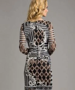 Cocktail Dresses Lara Dresses - 33264 Sassy Beaded Long Sleeve Cocktail Dress