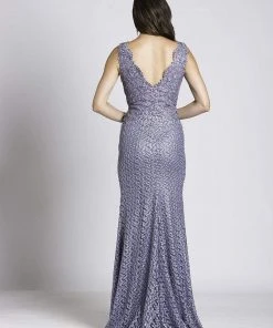 Formal Gowns Lara Dresses - 33279 Scalloped V-Neck Lace Gown