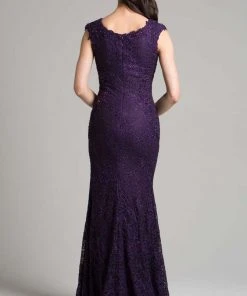 Lara Dresses - 33286 Beaded Lace V-neck Dress