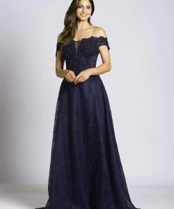 Formal Gowns Lara Dresses - 33493 Beaded Off Shoulder Evening Gown