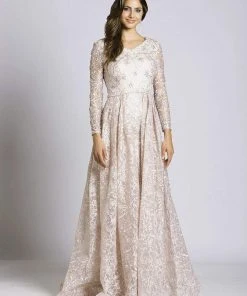 Lara Dresses - 33496 Embellished Long Sleeve A-Line Gown