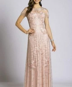 Lara Dresses - 33499 Beaded Floral Applique Evening Gown Formal Gowns