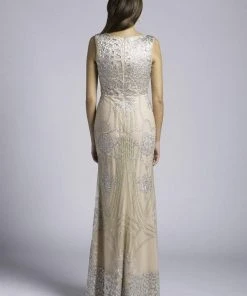 Lara Dresses - 33622 Scoop Neck Embellished Sheath Gown Formal Gowns