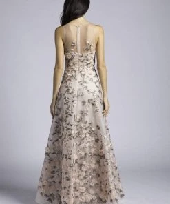 Lara Dresses - 33629 Lovely Floral Embellished A-line Gown