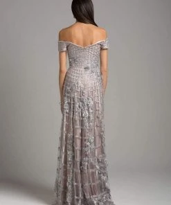 Formal Gowns Lara Dresses - 33650 Floral Appliqued Off Shoulder Gown