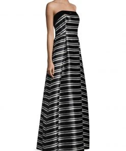 Laundry - 97R15202 Strapless Striped Mikado Ballgown Formal Gowns