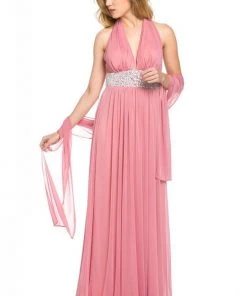 Lenovia - 5115 Crystal Embellished Plunging Halter Dress Formal Gowns 26 Lenovia - 5115 Crystal Embellished Plunging Halter Dress Formal Gowns