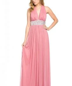 Lenovia - 5115 Crystal Embellished Plunging Halter Dress Formal Gowns 27 Lenovia - 5115 Crystal Embellished Plunging Halter Dress Formal Gowns