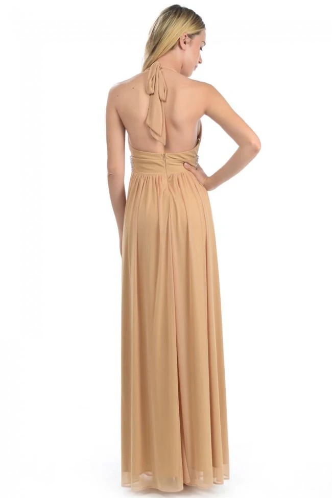 Lenovia - 5115 Crystal Embellished Plunging Halter Dress Formal Gowns 4 Lenovia - 5115 Crystal Embellished Plunging Halter Dress Formal Gowns